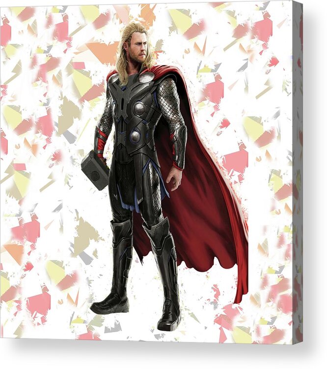 Thor Acrylic Print featuring the mixed media Thor Splash Super Hero Series by Movie Poster Prints