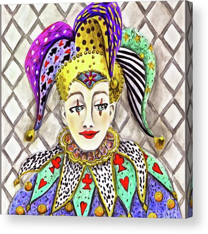Lise Winne Acrylic Print featuring the painting Thoughtful Jester by Lise Winne