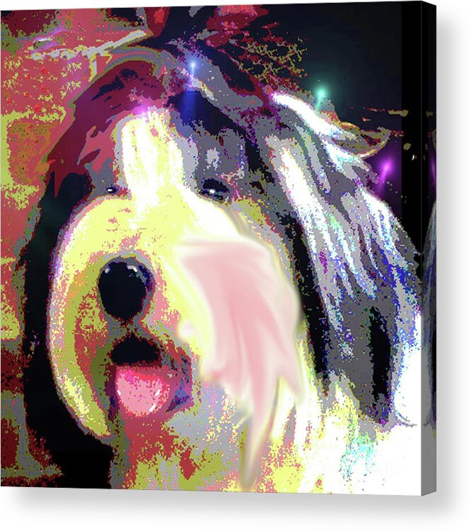 Old English Sheepdog Acrylic Print featuring the painting Tia by Alene Sirott-Cope