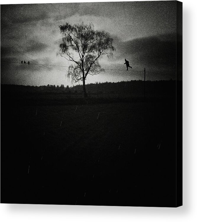 Surreal Acrylic Print featuring the photograph Tightrope walker by Art of Invi