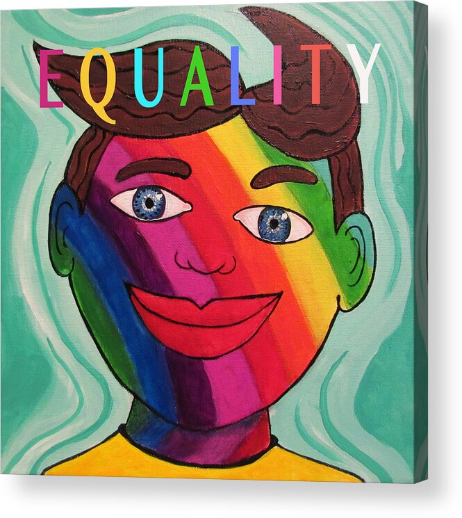 Rainbow Acrylic Print featuring the painting Tillie for Equality by Patricia Arroyo