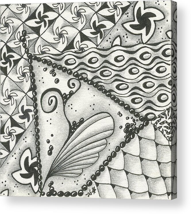 Zentangle Acrylic Print featuring the drawing Time Marches On by Jan Steinle