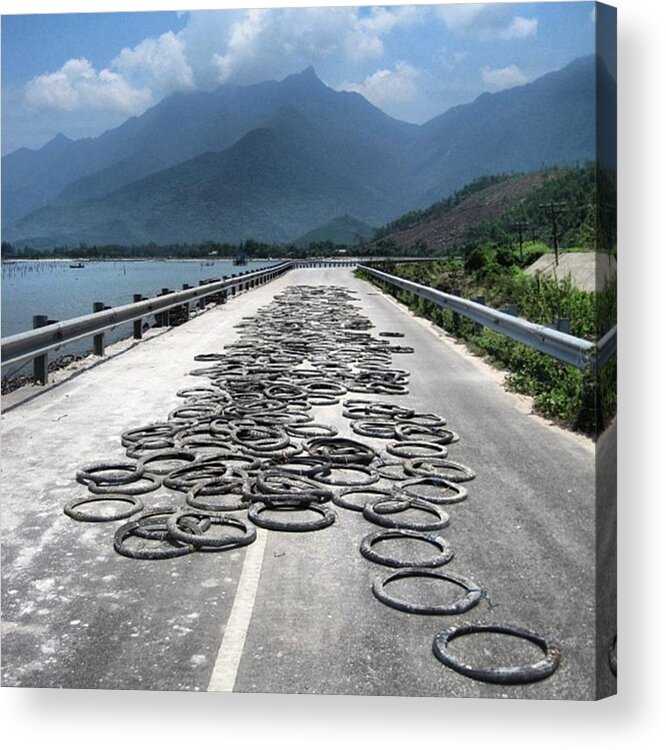 Hue Acrylic Print featuring the photograph Tire Marks #vietnam #vietnammotorbike by Paul Dal Sasso