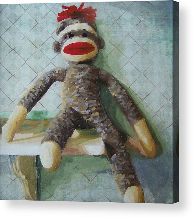 Monkey Acrylic Print featuring the painting Toggl by Chelsie Brady