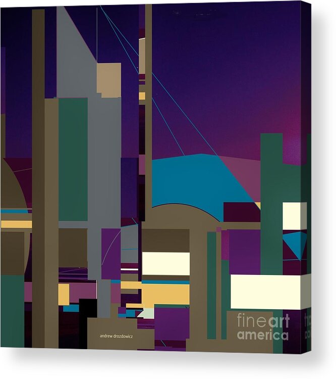  City Down Town Acrylic Print featuring the mixed media Town Center by Andrew Drozdowicz