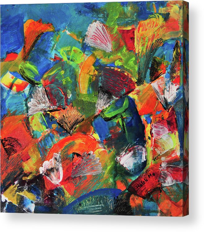 Halehabstract Acrylic Print featuring the painting Treasure by Haleh Mahbod
