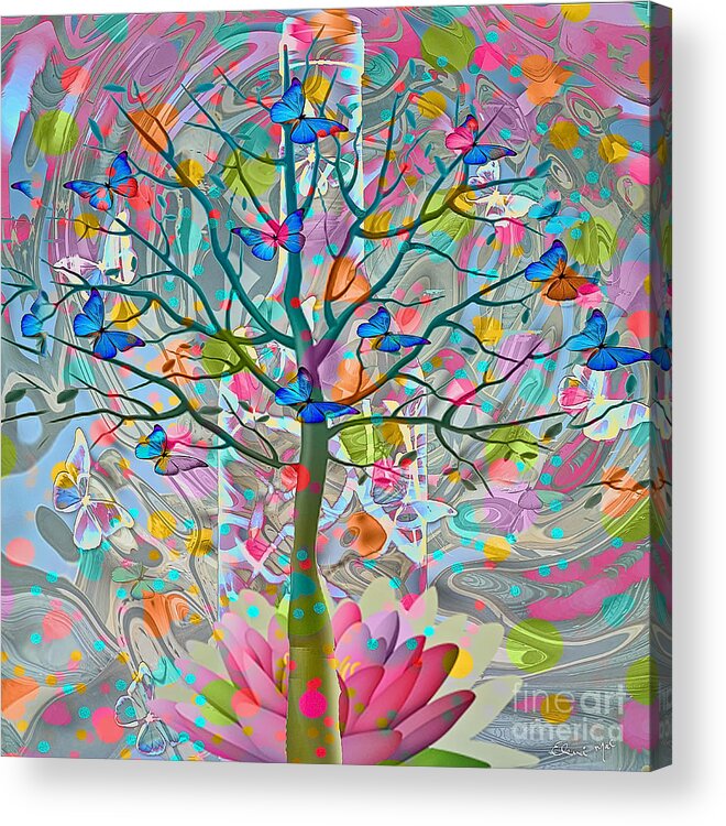 Abstract Acrylic Print featuring the digital art Tree Of Life by Eleni Synodinou