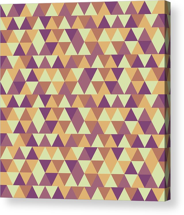 Pattern Acrylic Print featuring the mixed media Triangular Geometric Pattern - Warm Colors 10 by Studio Grafiikka