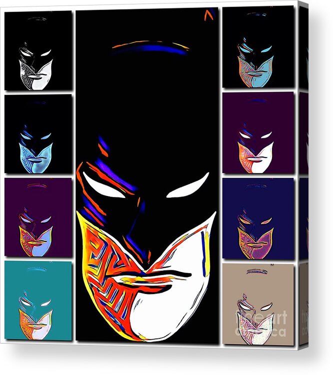 Batman Acrylic Print featuring the digital art Tribal Protectors Bat-talion by HELGE Art Gallery