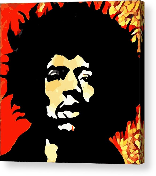 Jimi Hendrix Acrylic Print featuring the painting Tribute to hendrix by Neal Barbosa