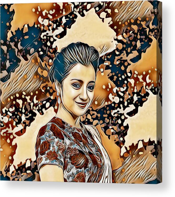 Trisha Krishnan Acrylic Print featuring the painting Trisha Krishnan by Sara Schwarz