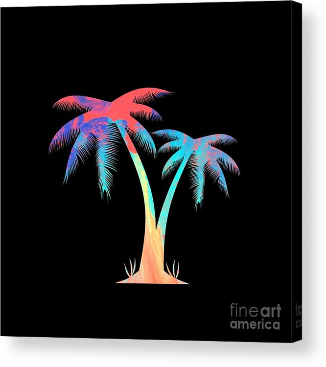 Palm Acrylic Print featuring the digital art Tropical Palm Trees by Rachel Hannah