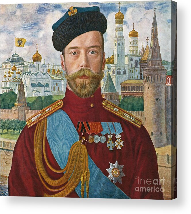 Boris Mihailovich Kustodiev Acrylic Print featuring the painting Tsar Nicholas II by MotionAge Designs