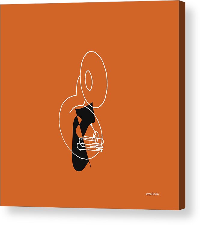 Tuba Lessons Acrylic Print featuring the digital art Tuba in Orange by David Bridburg
