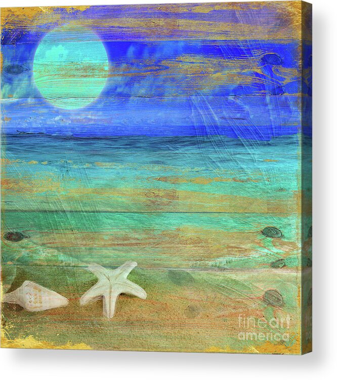 Turquoise Acrylic Print featuring the painting Turquoise Moon by Mindy Sommers