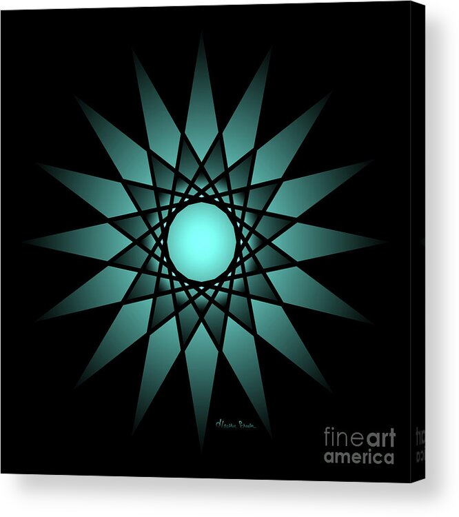 Ombre Acrylic Print featuring the digital art Turquoise Ombre Deep Gaze Mandala by Heather Schaefer