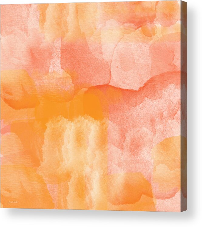 Orange Acrylic Print featuring the painting Tuscan Rose- Abstract Watercolor by Linda Woods