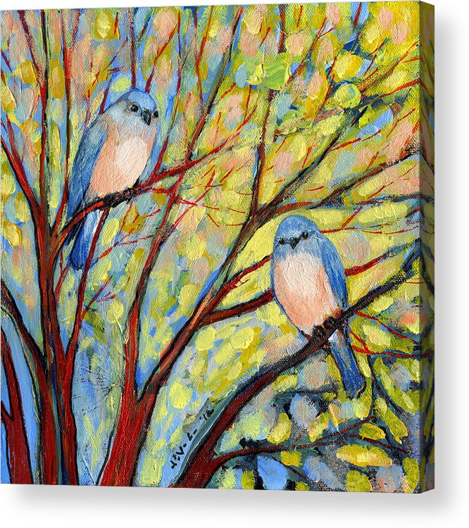 #faatoppicks Acrylic Print featuring the painting Two Bluebirds by Jennifer Lommers