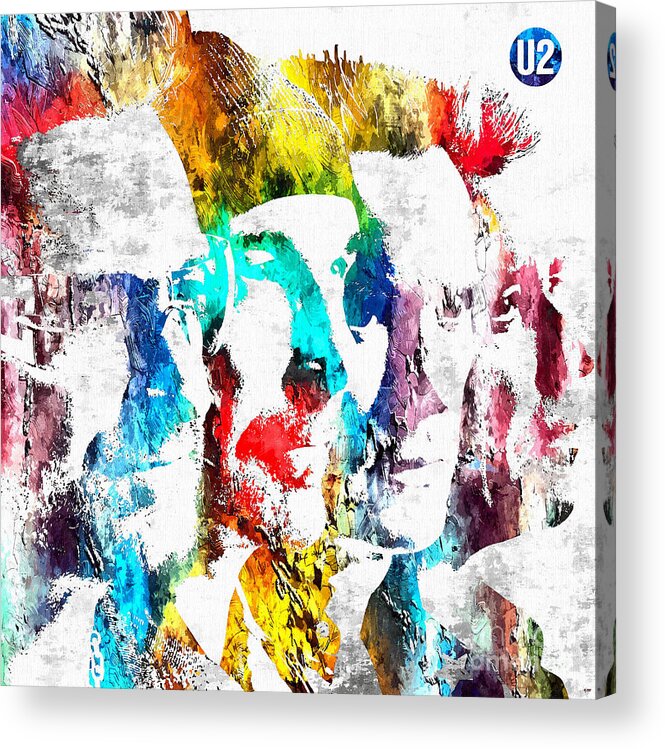 U2 Grunge Acrylic Print featuring the mixed media U2 Grunge by Daniel Janda