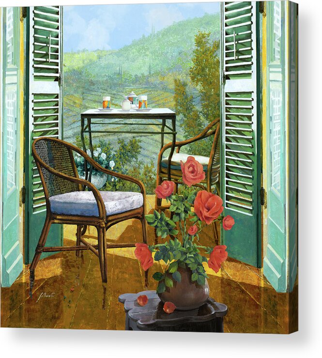 Rose Acrylic Print featuring the painting Un Vaso Di Rose by Guido Borelli