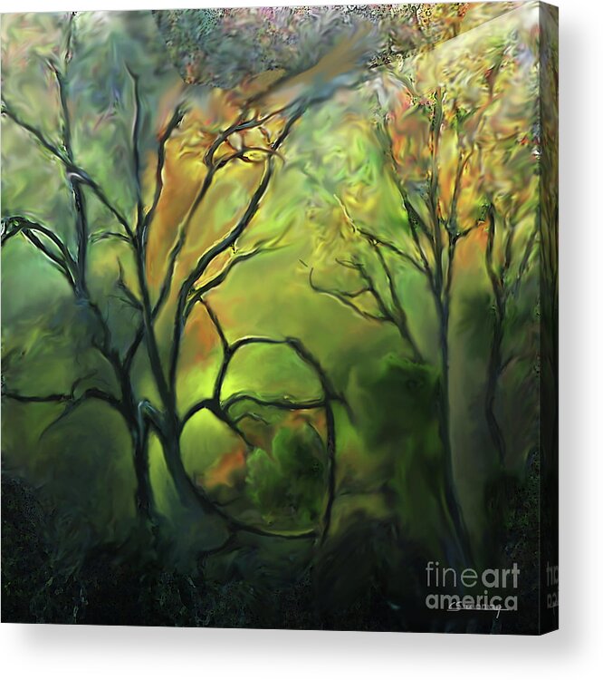 Forest Acrylic Print featuring the painting Under wood in autumn by Christian Simonian