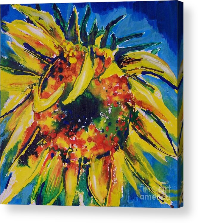 Sunflower Acrylic Print featuring the painting Unique by Catherine Gruetzke-Blais