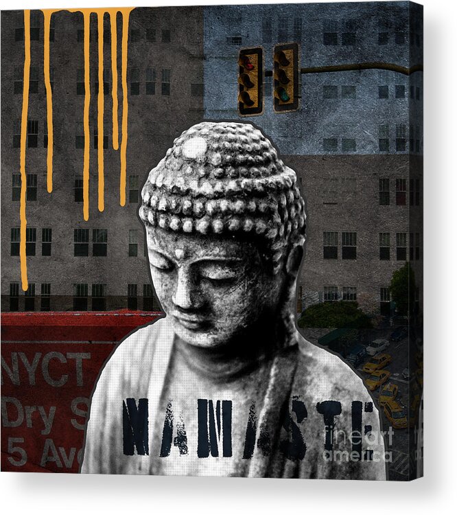 Buddha Acrylic Print featuring the mixed media Urban Buddha by Linda Woods