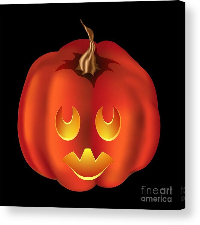 Pumpkin Acrylic Print featuring the digital art Vampire Halloween Pumpkin by MM Anderson