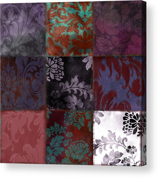 Velvet Patchwork Acrylic Print featuring the painting Velvet Patch Asian Red by Mindy Sommers