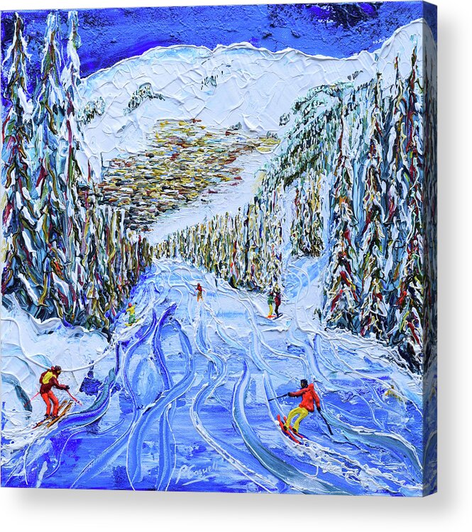 Off Piste Acrylic Print featuring the painting Verbier Town by Pete Caswell