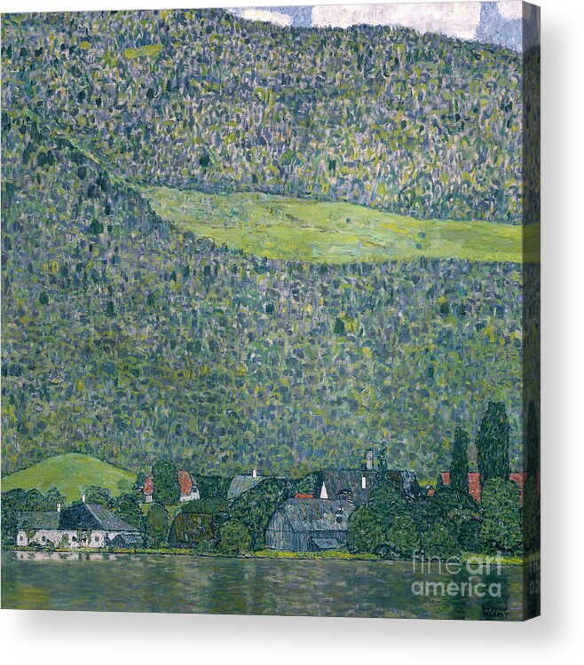 Klimt Acrylic Print featuring the painting View of a Chateau Unterach on Lake Attersee by Gustav Klimt