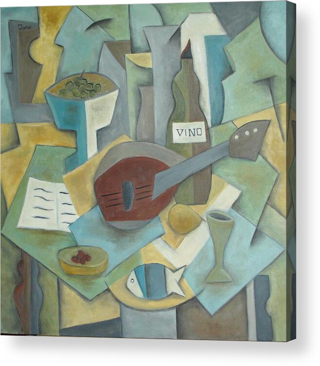 Cubism Acrylic Print featuring the painting Vino by Trish Toro