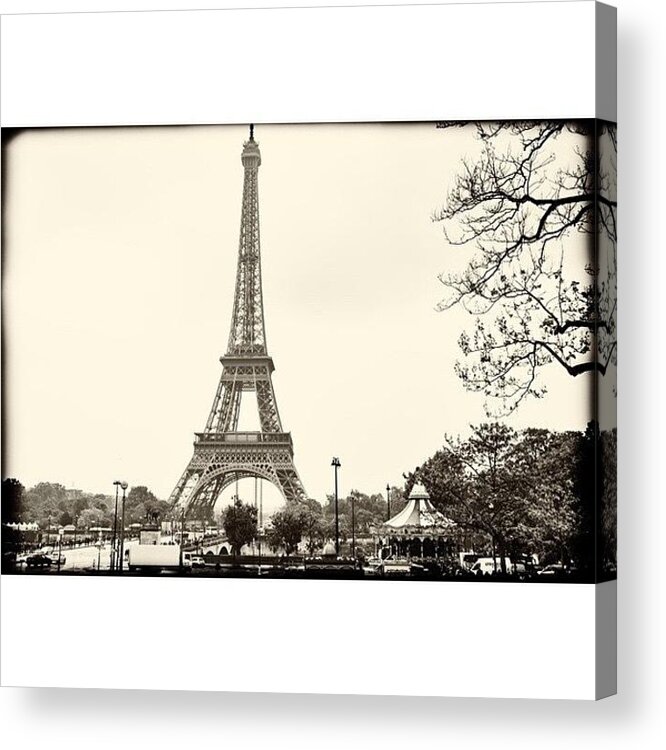 Tourist Acrylic Print featuring the photograph Vintage Eiffel Landscape
 #paris by Georgia Clare