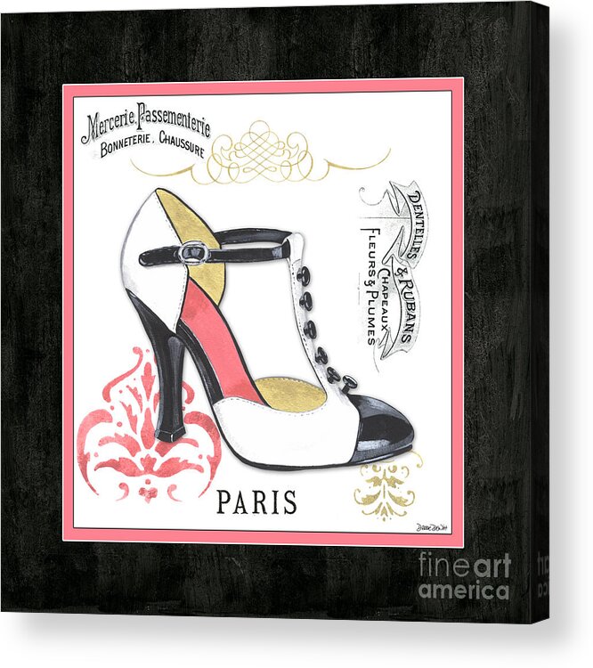 Fashion Acrylic Print featuring the painting Vintage French Shoes 1 by Debbie DeWitt