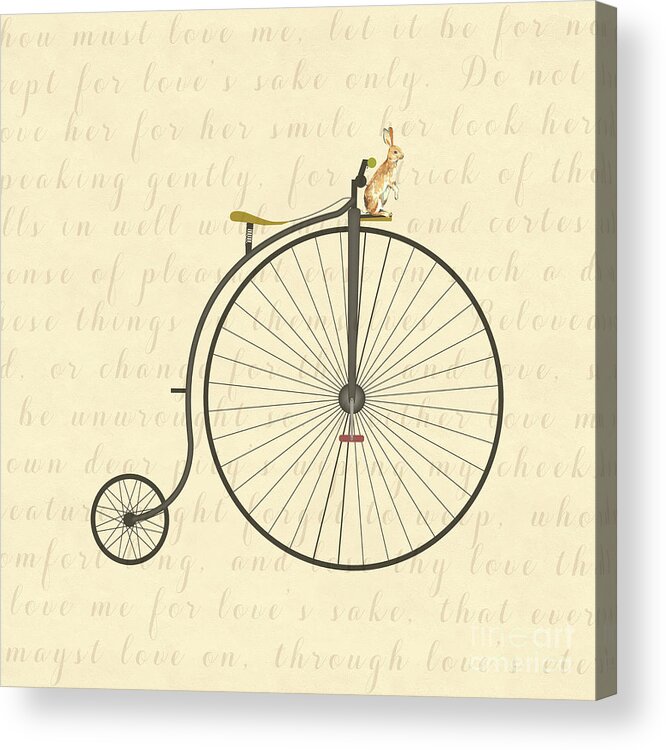 Vintage Acrylic Print featuring the digital art Vintage Penny Farthing Bunny by Leah McPhail