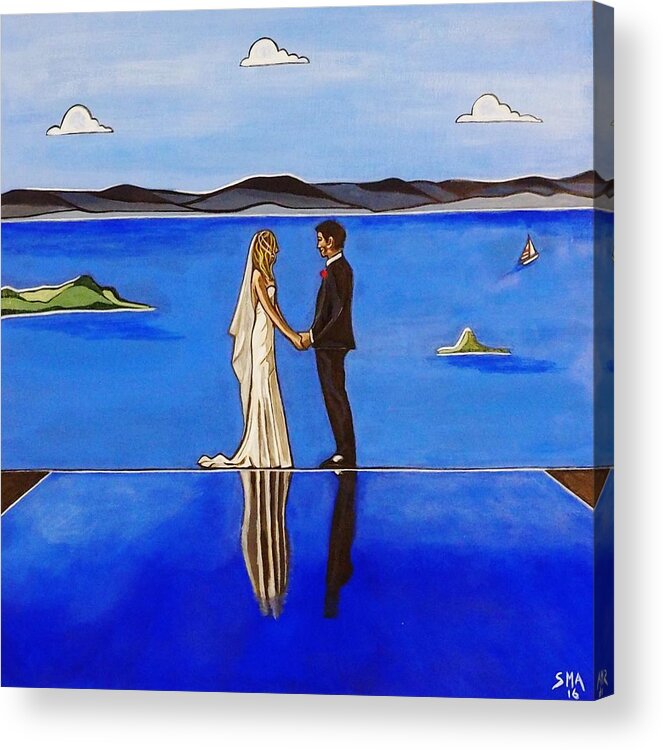  Acrylic Print featuring the painting Waiheke Wedding by Sandra Marie Adams by Sandra Marie Adams