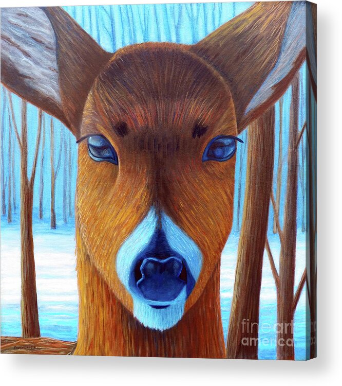 Deer Acrylic Print featuring the painting Wait For The Magic by Brian Commerford