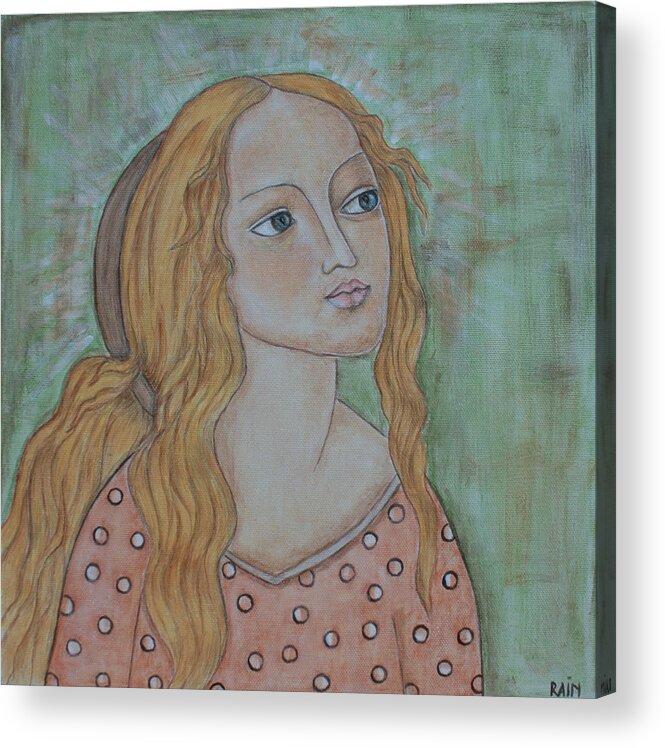 Paintings Acrylic Print featuring the painting Waiting by Rain Ririn