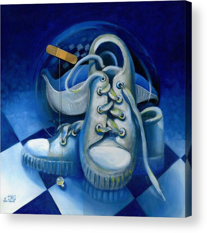 Surrealism Acrylic Print featuring the painting Walk for Health by Roger Calle