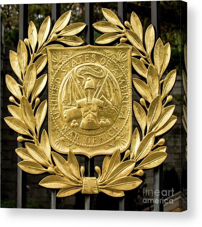 War Office Acrylic Print featuring the photograph War Office Emblem - United States of America by Gary Whitton