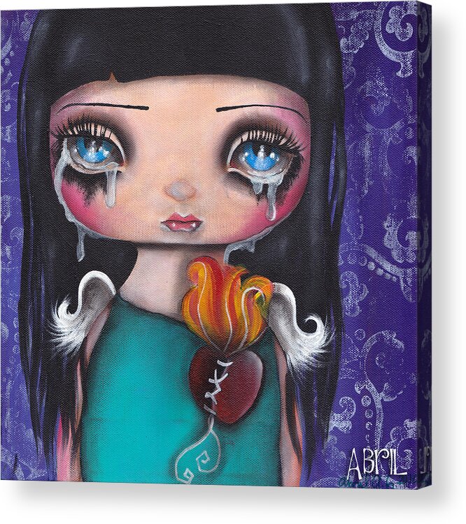 Angel Acrylic Print featuring the painting Wash Away my Tears by Abril Andrade