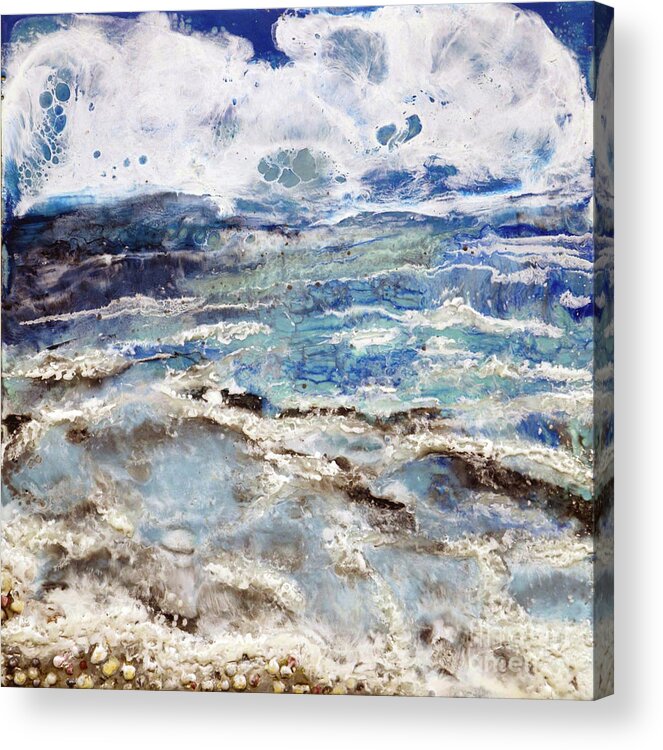 Encaustic Acrylic Print featuring the painting Water's Edge III by Laurie Tietjen