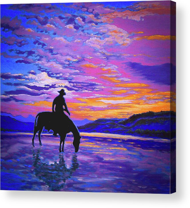 We And Still Waters Acrylic Print featuring the painting We and Still Waters by Michael Gross