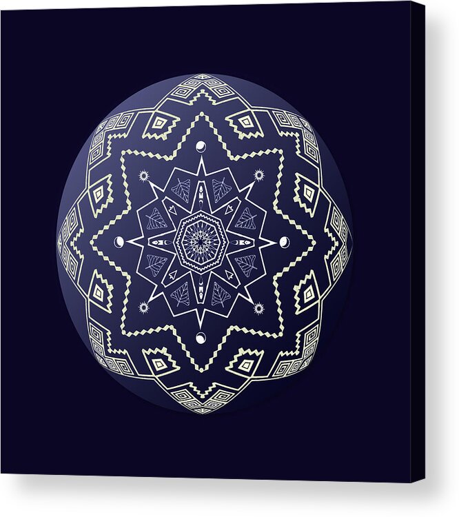 Abstract Acrylic Print featuring the digital art Wedgewood Sphere Mandala by Deborah Smith