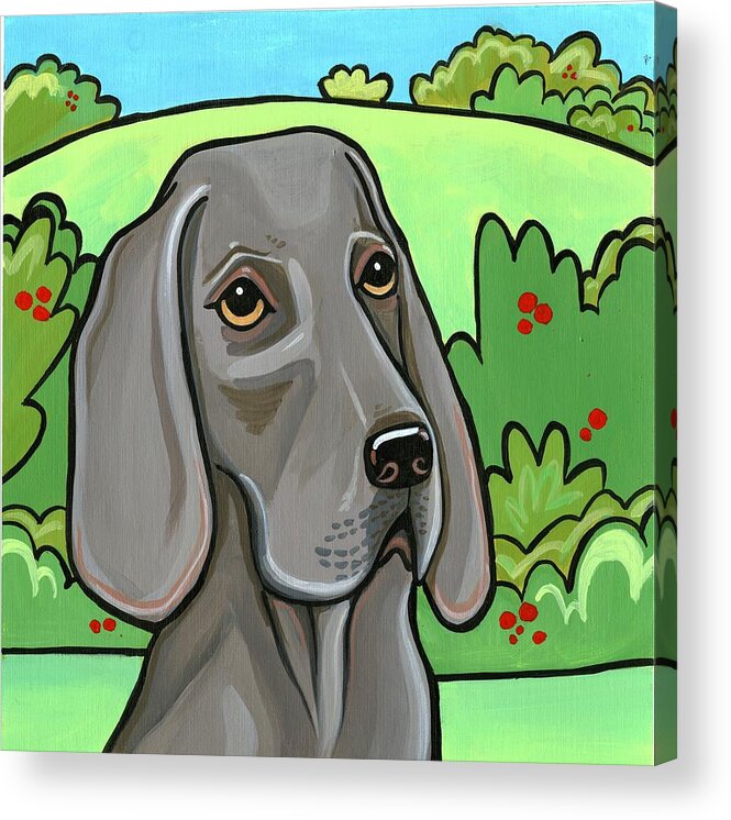 Dog Acrylic Print featuring the painting Weimarana by Leanne Wilkes