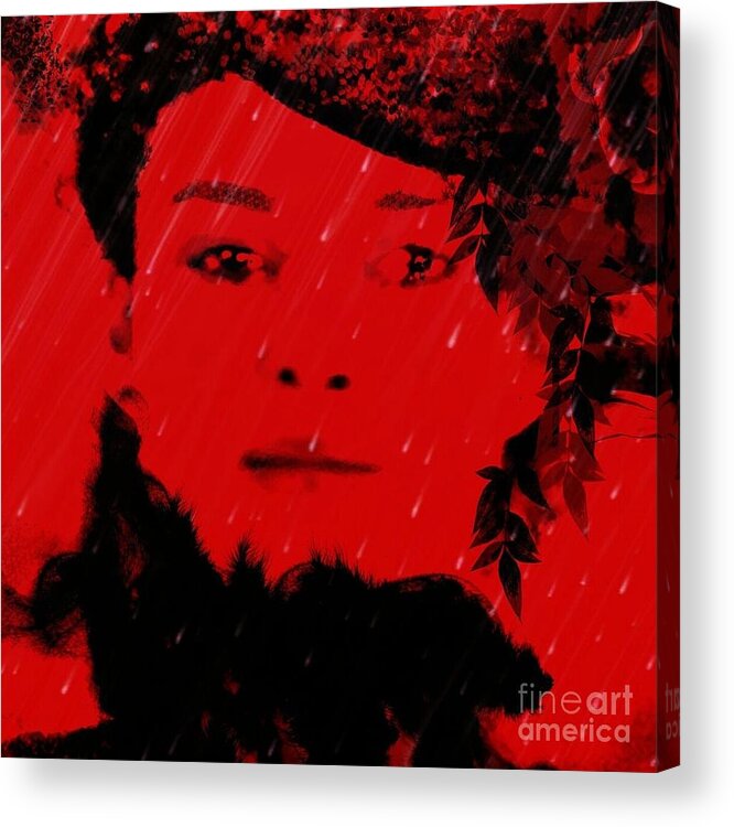 Portrait Acrylic Print featuring the digital art Wendy waits red by Kim Prowse