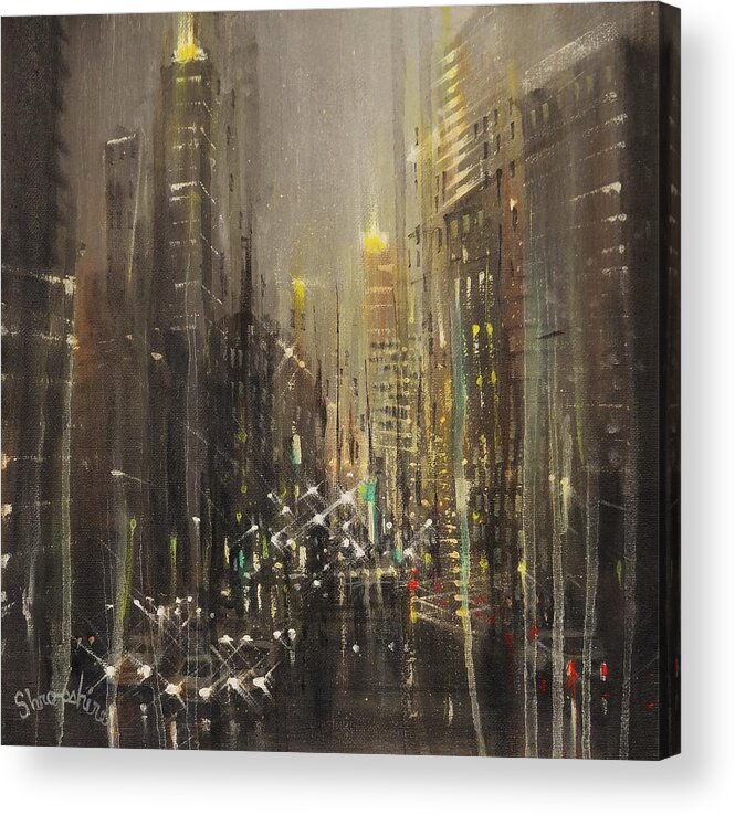 Milwaukee Acrylic Print featuring the painting Wet Day by Tom Shropshire