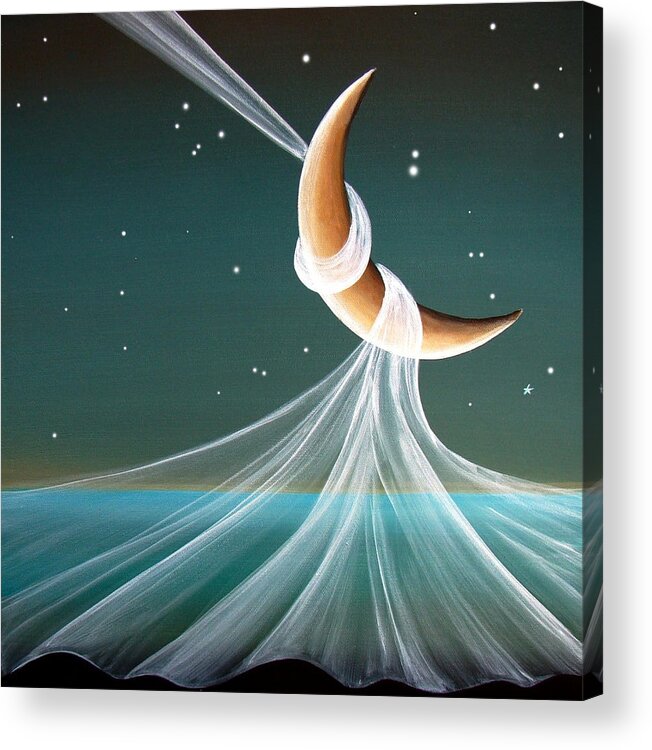 Moon Acrylic Print featuring the painting When The Wind Blows by Cindy Thornton