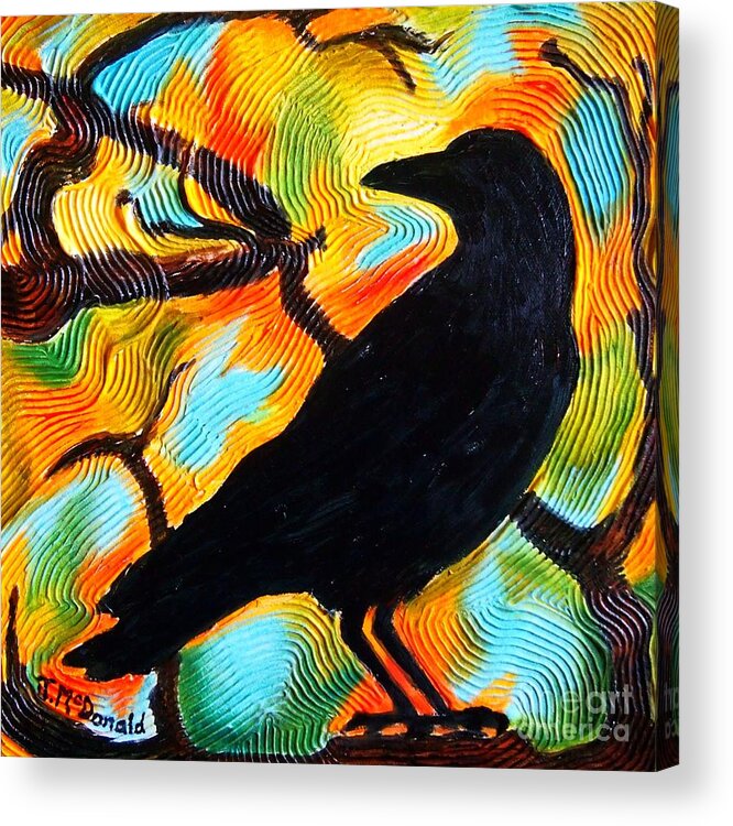 Crow Acrylic Print featuring the painting Where to Find It? by Janet McDonald