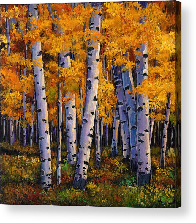 Autumn Aspen Acrylic Print featuring the painting Whispers by Johnathan Harris